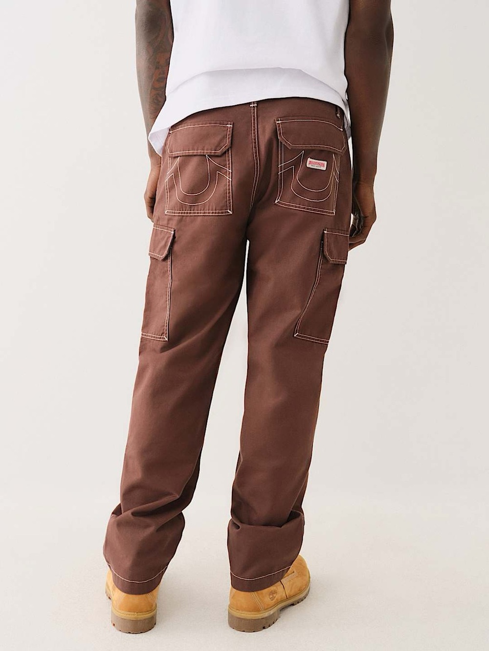 True Religion NWT Menโs Brown Baggy Cargo Pants Straight Leg Regular 32x32